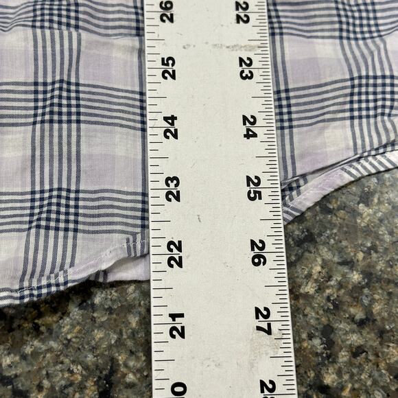 HUGO BOSS Button Up Shirt Mens XL Blue Purple White Plaid 100% Cotton Quiet Lux - Picture 4 of 7